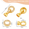   6Pcs 3 Colors Brass Micro Pave Clear Cubic Zirconia Fold Over Clasps KK-PH0006-64-2