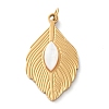 Ion Plating(IP) 304 Stainless Steel Pave Natural White Jade Pendants STAS-Q333-04G-02-1