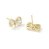 Bowknot Brass Stud Earrings Findings KK-L214-01G-2