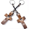 Walnut Heart Cross Pendant Keychain PW-WG3A405-01-3