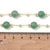 Natural Green Aventurine Faceted Flat Round Beaded Chain Necklaces with Matte Brass Beads GG-CBA37F5-01G-10-5