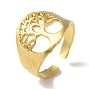 PVD Vacuum Plating 201 Stainless Steel Tree of Life Wide Open Cuff Rings for Unisex RJEW-C092-03G-1