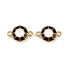 304 Stainless Steel Black and White Enamel Octagon Connector Charms STAS-Z140-11G-1
