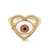 Cubic Zirconia Heart with Evil Eye Open Cuff Ring with Acrylic RJEW-B042-05G-03-2