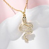Brass Micro Pave Clear Cubic Zirconia Snake Pendant Necklaces LS-NJEW-S438-02F-G-2