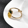Adjustable 304 Stainless Steel Enamel Cuff Rings for Women RJEW-B152-01G-02-4