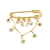 Butterfly & Star & Flower Charm Brass Brooch Pin JEWB-BR00060-1
