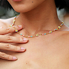 Bohemian Beach Vacation Brass Enamel Sunflower Handmade Link Chain Necklaces Women's Date Gift HM4276-6