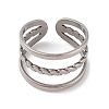 Non-Tarnish Twist 304 Stainless Steel Three-layer Cuff Rings for Women RJEW-G322-02P-2