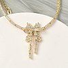 Bowknot Brass Micro Pave Cubic Zirconia Link Chain Bracelets for Women BJEW-A279-01G-1
