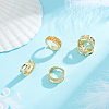 Unicraftale 5Pcs Brass Wave Open Cuff Ring for Women RJEW-UN0002-33LG-2