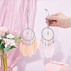 CRASPIRE 2Pcs 2 Colors Woven Net/Web with Feather Pendant Decorations AJEW-CP0005-26-3