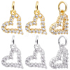 Beebeecraft 12Pcs 2 Colors Brass Micro Pave Cubic Zirconia Charms ZIRC-BBC0001-64-1