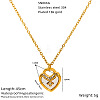 304 Stainless Steel Pave Clear Cubic Zirconia Pendant Necklaces with Natural White Shell for Women WGBBDC7-02-1