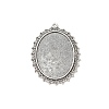 Tibetan Style Antique Silver Alloy Flat Oval Pendant Cabochon Settings TIBEP-M022-40AS-1