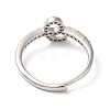 Rack Plating Brass Cubic Zirconia Arabic Letters Adjustable Rings for Women RJEW-S407-10P-05-3