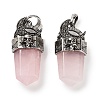 Natural Rose Quartz Faceted Sword Pendants G-Q163-01AS-06-1