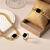 Alloy Enamel Rectangle Chain Necklaces & Link Bracelets & Rings Sets WGBB271-02-1