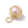 Shell Pearl Round Copper Wire Wrapped Pendants PALLOY-JF03258-01-5