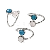 Natural Apatite & Rose Quartz Finger Rings RJEW-A068-03P-03-4