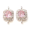Brass Pave Pink Cubic Zirconia Connector Charms CU-CBAEC99-14S-1
