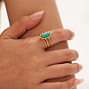 Horse Eye Synthetic Turquoise Ring QI0538-2