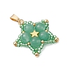 Natural Green Aventurine Star Pendants PALLOY-JF03116-04-3