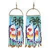 Boho Seed Bead Tree Pattern Tassel Earrings EJEW-Z072-01-2