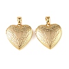 Floral Embossed Brass Locket Pendants KK-CBA7157-02G-1