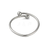 Non-Tarnish 304 Stainless Steel Round Ball Open Cuff Finger Rings for Women RJEW-C105-01P-3