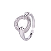 Brass Micro Pave Clear Cubic Zirconia Cuff Rings for Womem FS-WG64EB3-01-2