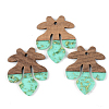 Transparent Resin & Walnut Wood Pendants RESI-S389-051A-B02-1