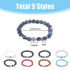 9Pcs 9 Style Natural & Synthetic Mixed Stone & Synthetic Hematite Cross Beaded Stretch Bracelets Set BJEW-FI0001-49-2