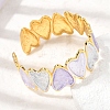 304 Stainless Steel Enamel Heart Open Cuff Bangles for Women SA-CBA1A30-01B-G-2