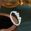 Adjustable Brass Micro Pave Clear Cubic Zirconia Finger Rings WGD9C30-01-1