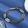 304 Stainless Steel Rectangle Link Chains Bracelets for Men & Women BJEW-D042-38P-3