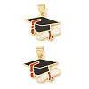 Graduation Season Brass Enamel Pendants KK-CBAF2EC-03G-A-2