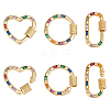 6Pcs 3 Styles Brass Micro Pave Cubic Zirconia Screw Carabiner Lock Charms ZIRC-UN0001-15-1