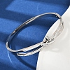 201 Stainless Steel with Rhinestone Bangles for Women BJEW-B138-03P-2