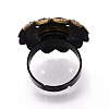 Adjustable Flower Alloy & Iron Bezel Cup Ring Base with Rotatable Tray MAK-T012-07AB-3