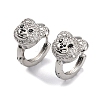 Bear Rack Plating Brass Cubic Zirconia Hoop Earrings for Women EJEW-K245-02P-2