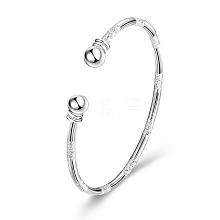 Simple Silver Color Plated Brass Cuff Bangles Torque Bangles BJEW-BB00632