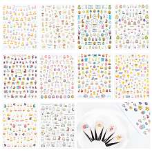 Globleland 10 Sheets 10 Style Paper Nail Art Stickers Decals DIY-GL0006-05