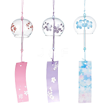 BENECREAT 3Pcs 3 Colors Japanese Glass Wind Chimes DJEW-BC0001-13