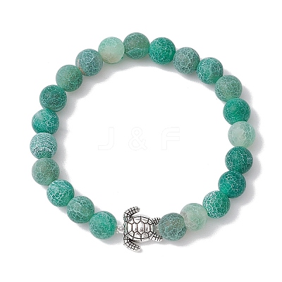 Dyed Natural Weathered Agate Round Beads Stretch Bracelets BJEW-JB11080-1