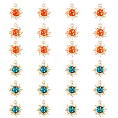 28Pcs 2 Colors Alloy Enamel Pendants ENAM-HY0001-29-1