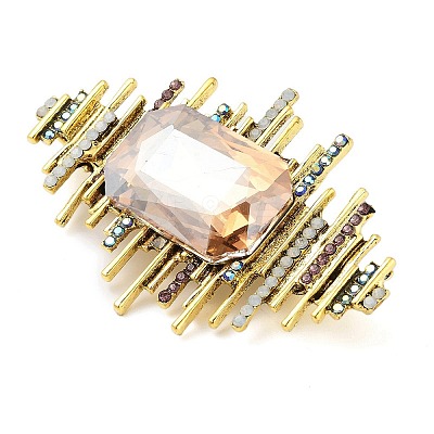 Rectangle Alloy Rhinestone Brooches for Backpack Clothes LS-JEWB-P042-06AG-1