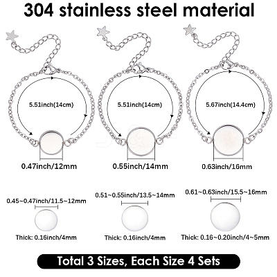 12Pcs 3 Styles 304 Stainless Steel Cable Chain Bracelet Making STAS-SP0002-11-1