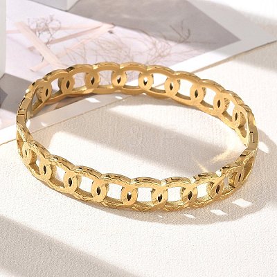 304 Stainless Steel Ring Link Chain Hinged Cuff Bangles SA-CBAB92B-02G-1