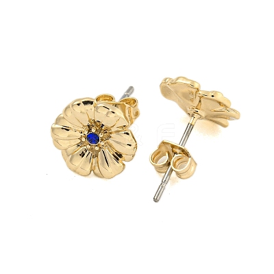 Brass Micro Pave Cubic Zirconia Ear Studs EJEW-P283-01G-09-1